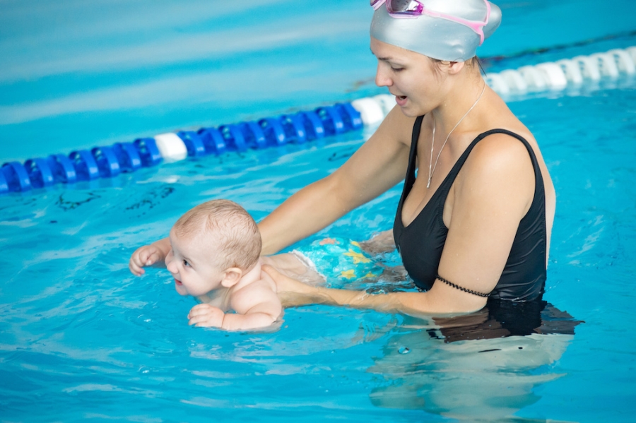 how to teach a baby to swim